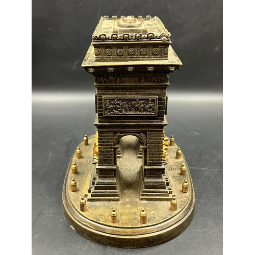 557 - A 19th Century cast Bronze and ormolu Architectural Model of The Arc De Triomphe, having lift up lid... 