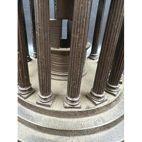 560 - A 19th Century Grand Tour bronze model of the Temple of Vesta having circular tiled roof supported o... 