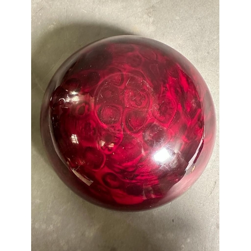 571 - A red Murano glass bowl with Murrina Millefiori