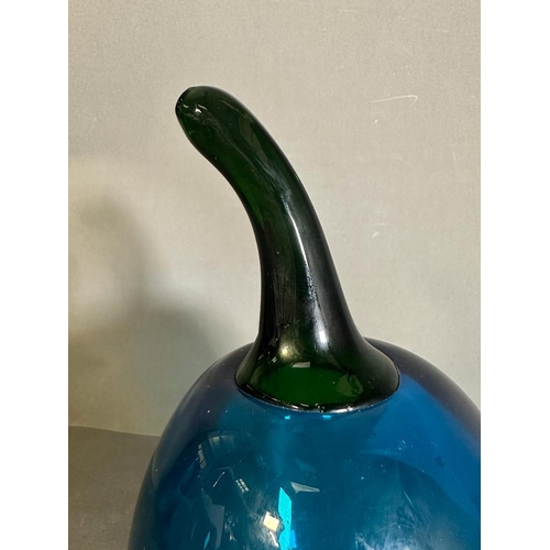 573 - A blue art glass chilli pepper. Height 31cm