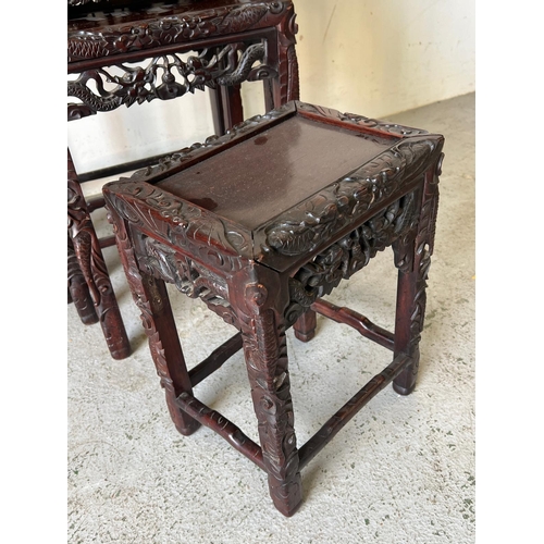 58 - A set of four carved Hung-Mu wood nesting tables (H72cm W50cm D37cm)