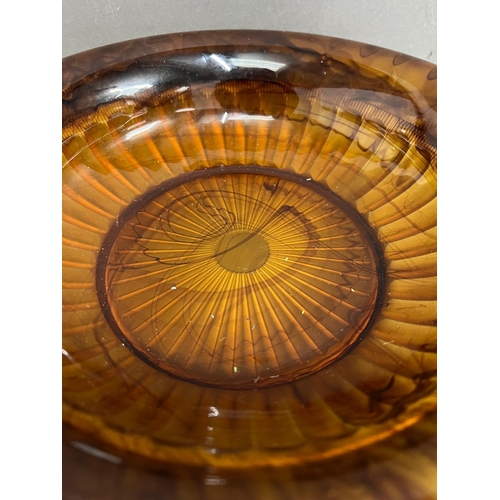 584 - A large George Davidson amber glass bowl (Dia28.5cm)