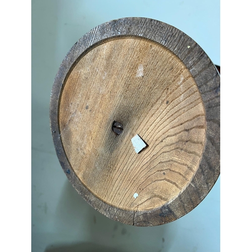 60 - An oak turned floor standing ashtray,(H70cm Dia27cm)