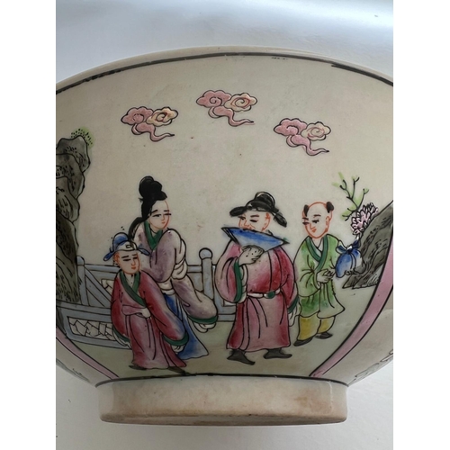 609 - A Chinese bowl with square character mark to base (12cm H x 25cm D)