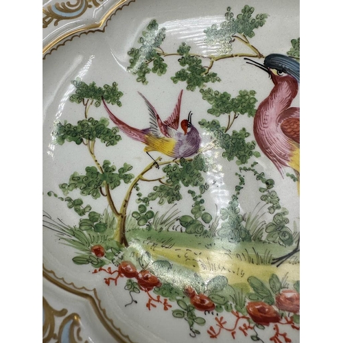 646 - A French hard paste hand painted faux Chelsea dish