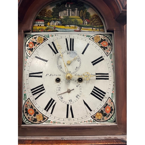 648 - An eight day flame mahogany inlaid long case clock by Phillip Joplin of Chesterlestreet with eagle f... 