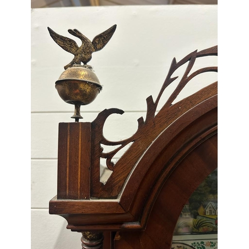 648 - An eight day flame mahogany inlaid long case clock by Phillip Joplin of Chesterlestreet with eagle f... 