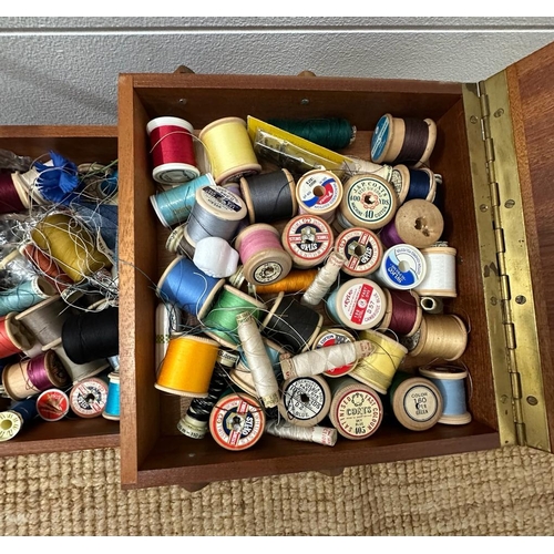 700 - A Mid Century multi tiered sewing box haberdashery included