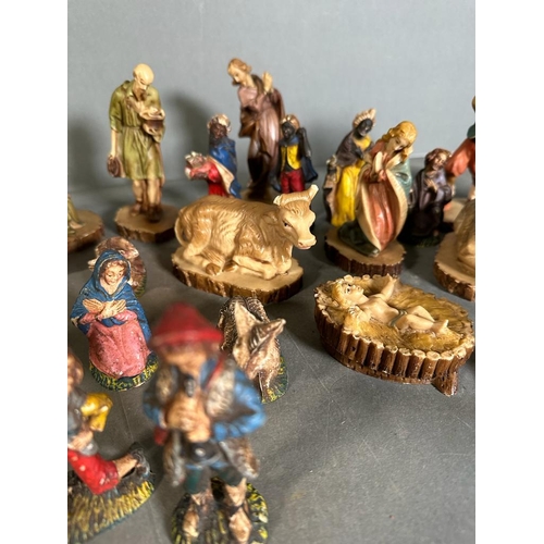 726 - A Nativity set, one set is Italian with additional items from a further set.