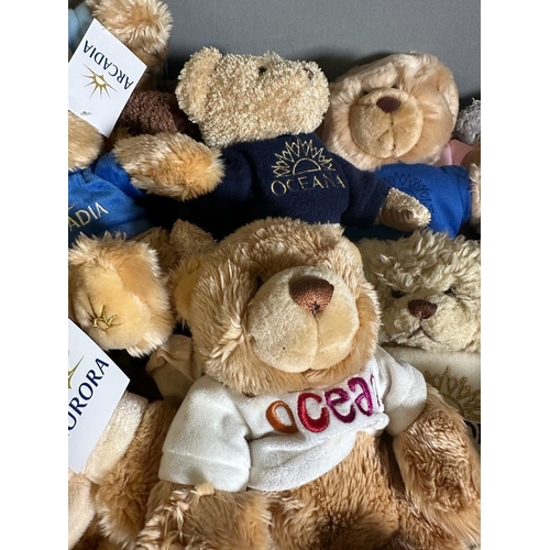 744 - A large selection of cruise liner teddy bears