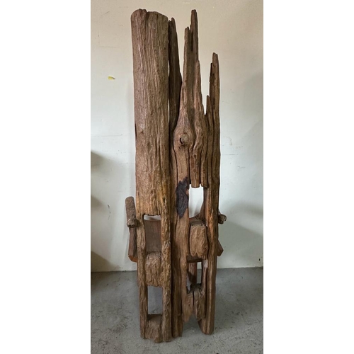 83 - A fence post and drift wood folk art throne (H164cm W53cm D56cm)