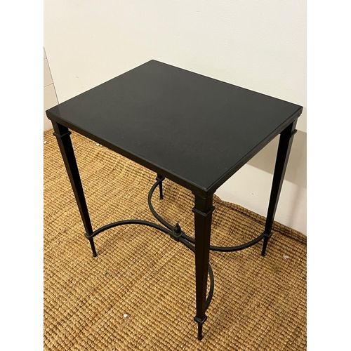 117 - A metal frame and granite top side table (H55cm W49cm D39cm)