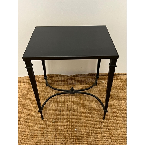 117 - A metal frame and granite top side table (H55cm W49cm D39cm)