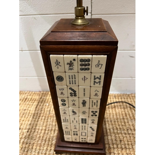 14 - A table lamp with mahjong tiles to centre