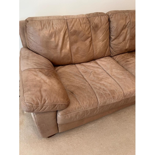 145 - A three seater leather sofa (H78cm W208cm D92cm)