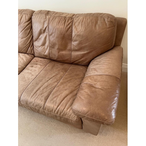 145 - A three seater leather sofa (H78cm W208cm D92cm)