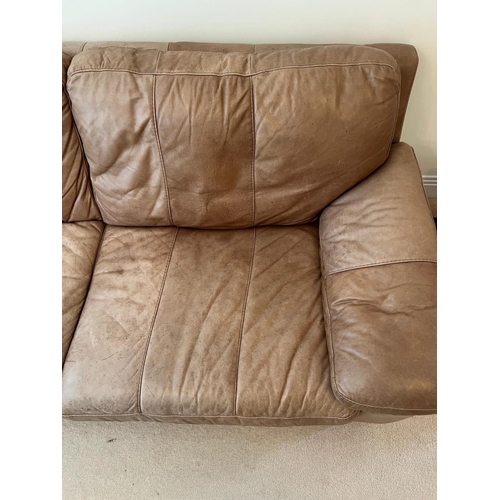 145 - A three seater leather sofa (H78cm W208cm D92cm)