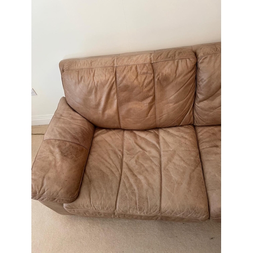 145 - A three seater leather sofa (H78cm W208cm D92cm)