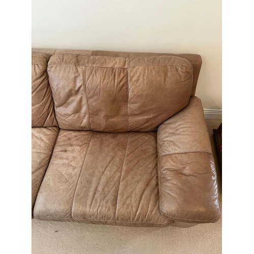 145 - A three seater leather sofa (H78cm W208cm D92cm)