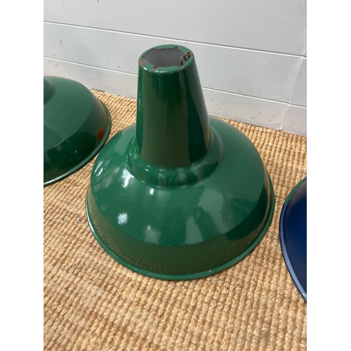 158 - Four Industrial Green Enamel lamp shades by Thorlux