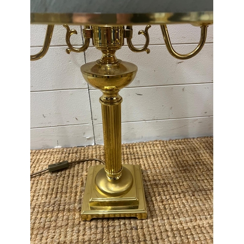 159 - Three Corinthian column table lamps with double arm lights