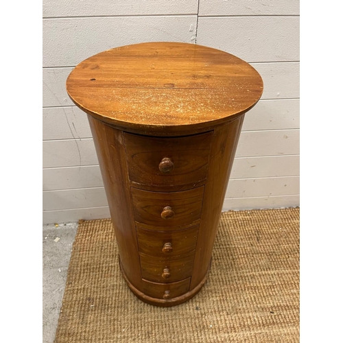 16 - A hardwood circular chest of drawers (H80cm Dia40cm)