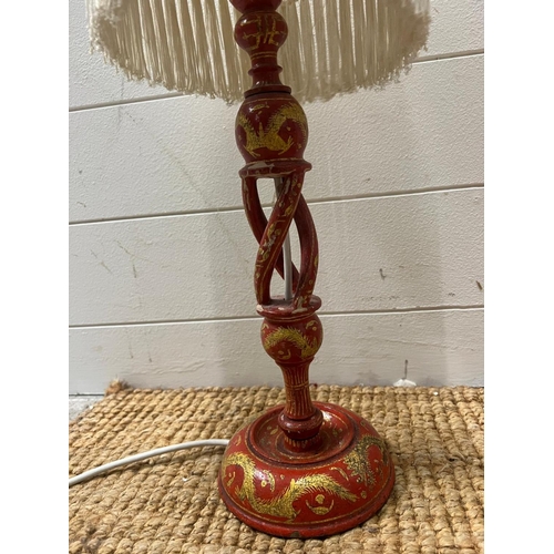 164 - A paper Mache red table lamp