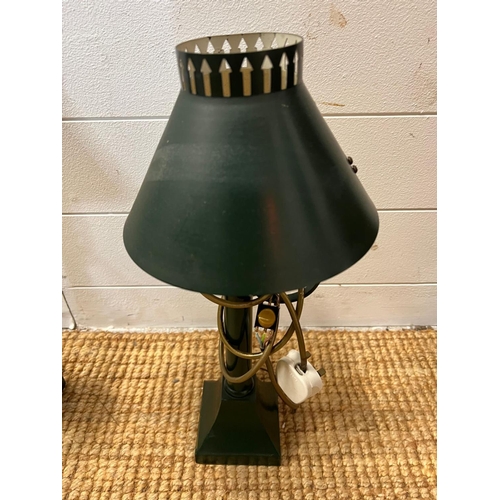 172 - A pair of metal lamp with pieced cut out to rim