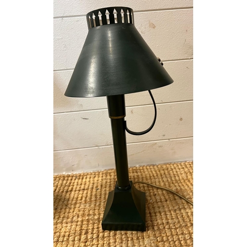 172 - A pair of metal lamp with pieced cut out to rim