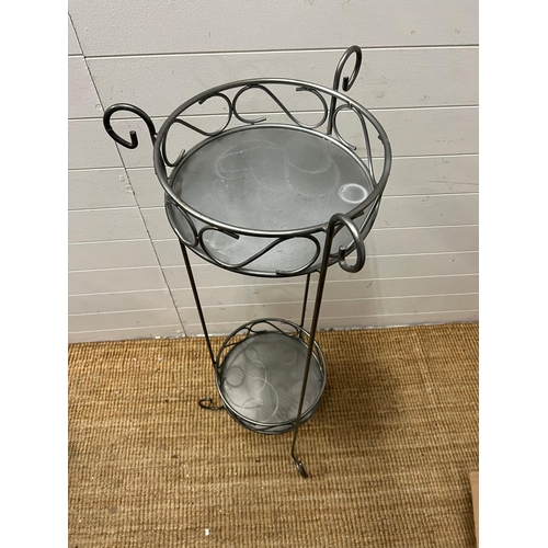 201 - Two tier metal plant stand (H118cm Dia39cm)