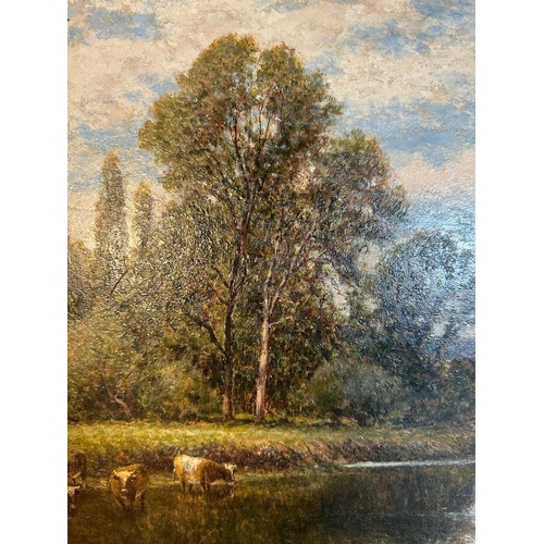 226 - An oil on canvas, Alfred Augustus Glendenning (1861-1907). A pastoral lakeside scene signed lower le... 