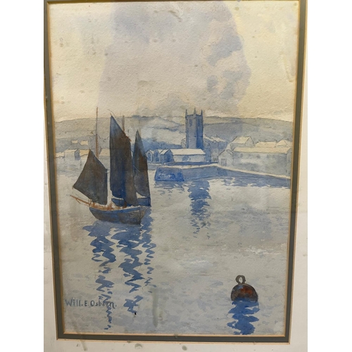 254 - A  watercolour of sailing boats in harbour signed bottom right Will E Osborn (AF)