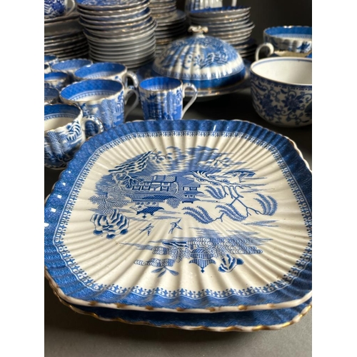 312 - A substantial amount of blue and white china dinner service