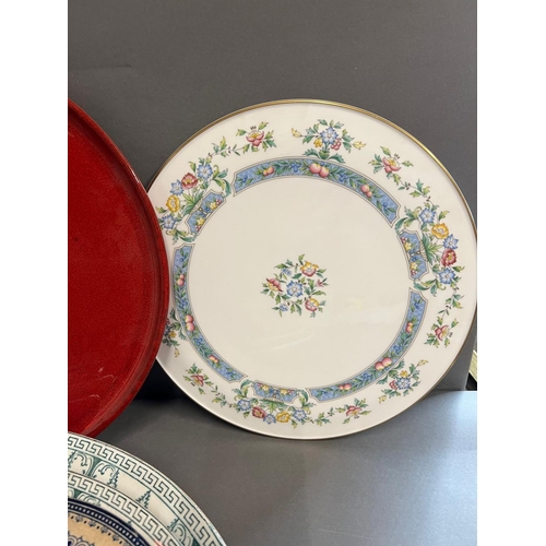 321 - A selection of china serving dishes, platters and cake stand, various makers and sizes