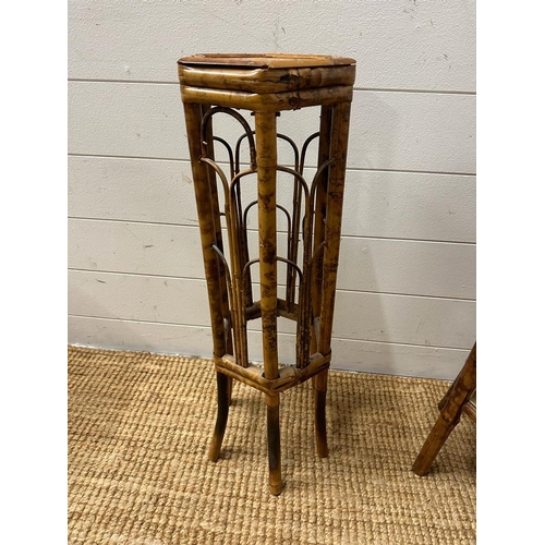 34 - A selection of three pieces of Oriental bamboo furniture to include plant stand, magazine rack and s... 