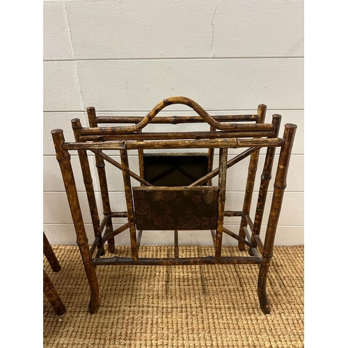 34 - A selection of three pieces of Oriental bamboo furniture to include plant stand, magazine rack and s... 