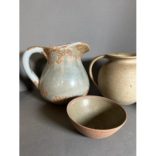 340 - A selection of Studio pottery to include jugs and a bowl