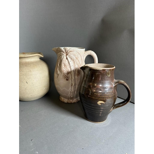 340 - A selection of Studio pottery to include jugs and a bowl