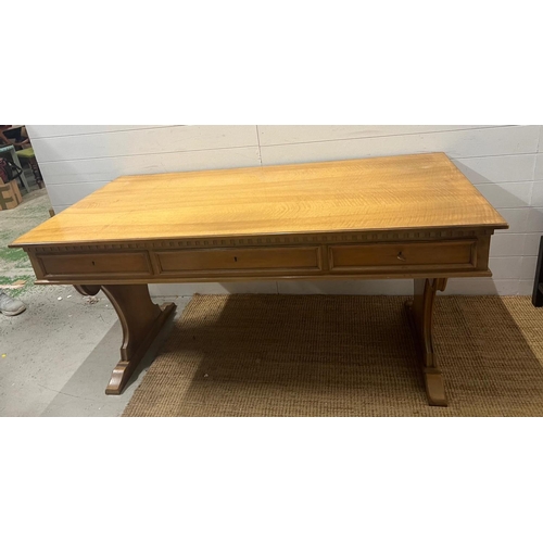 35 - A writing or library table with three drawers (H79cm W160cm D80cm)