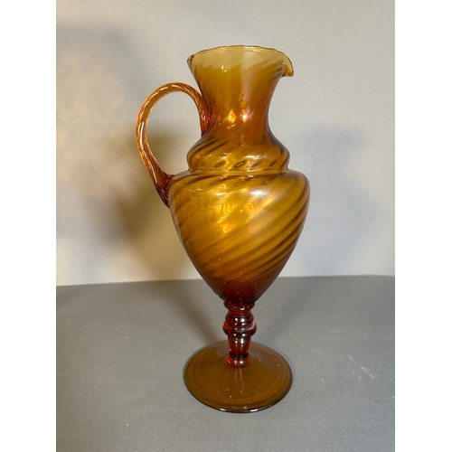 357 - Two Murano amber glass pieces to include a jug and large vase