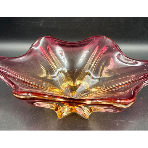 362 - Two Studio Czech Bohemian Art glass bowls (W37cm)