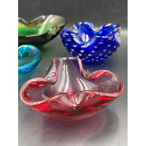 364 - Six Murano and Czech pinch Art glass bowls (W15cm)