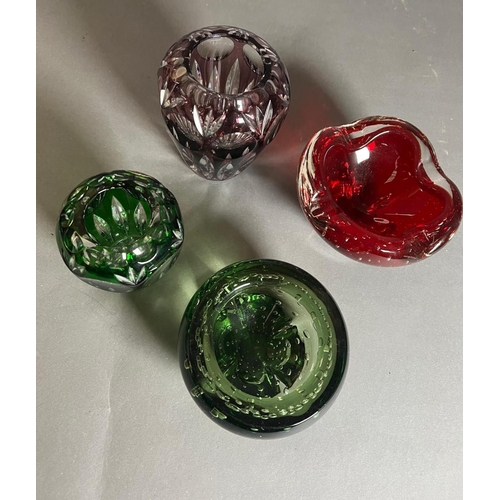 370 - Four Art glass bowls and vases, Whitefriars and Kisslinger glass