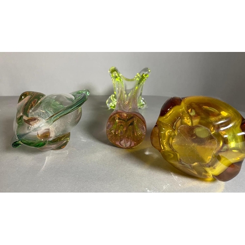 377 - Three Art glass Czech and Murano vases (H32cm)