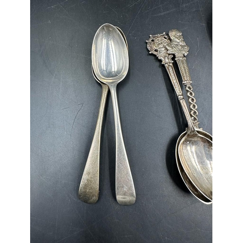 401 - A selection of silver spoons, various styles, hallmarks and makers ( Approximate Total weight 235g)