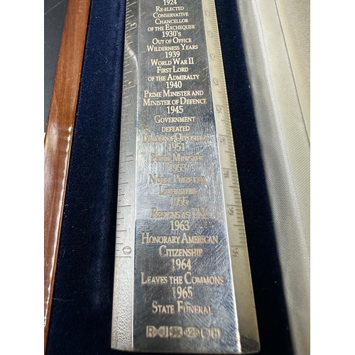 413 - Modern silver 'Churchill Rule of Life' ruler, by Richard Jarvis of Pall Mall, engraved with the sign... 