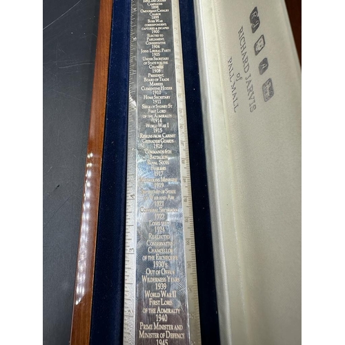 413 - Modern silver 'Churchill Rule of Life' ruler, by Richard Jarvis of Pall Mall, engraved with the sign... 