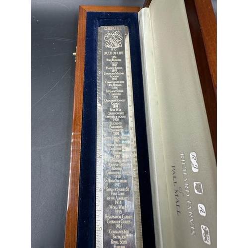 413 - Modern silver 'Churchill Rule of Life' ruler, by Richard Jarvis of Pall Mall, engraved with the sign... 