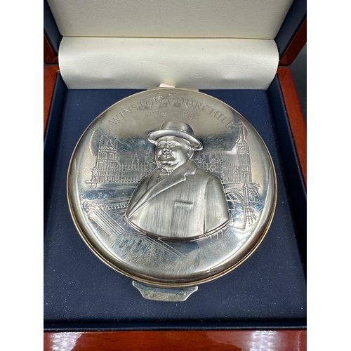 414 - A silver Churchill commemorative box by Richard Jarvis of Pall Mall