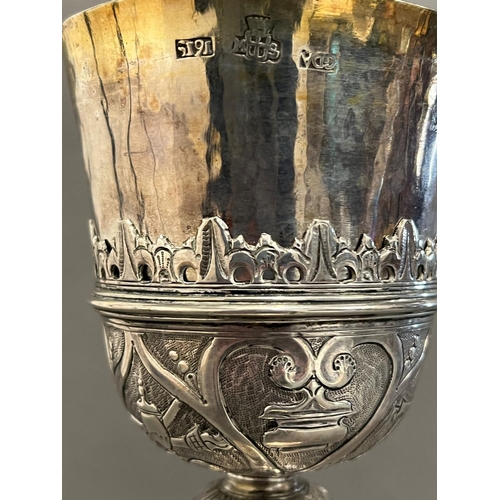 415 - A Fine example of a 17th Century Italian silver chalice, marked for Turin 1615 (Approximate Height 2... 